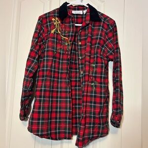 Women's Vintage Christmas Plaid Shirt | Size M